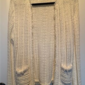 J. Crew Cream Cardigan Sweater with Textured Knit